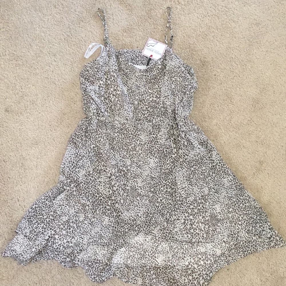 Snow Leopard printed spaghetti strap Dress